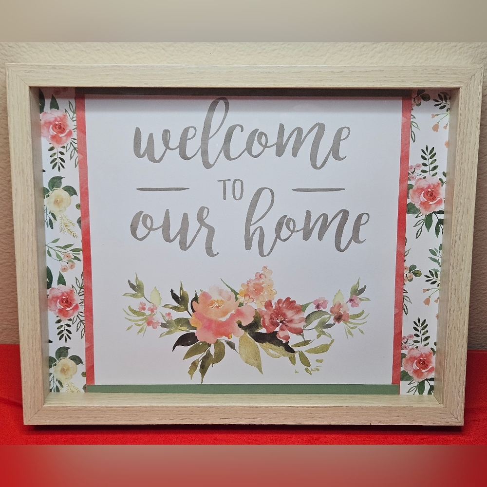 Floral "Welcome to Our Home" Wall Art - Handcrafted